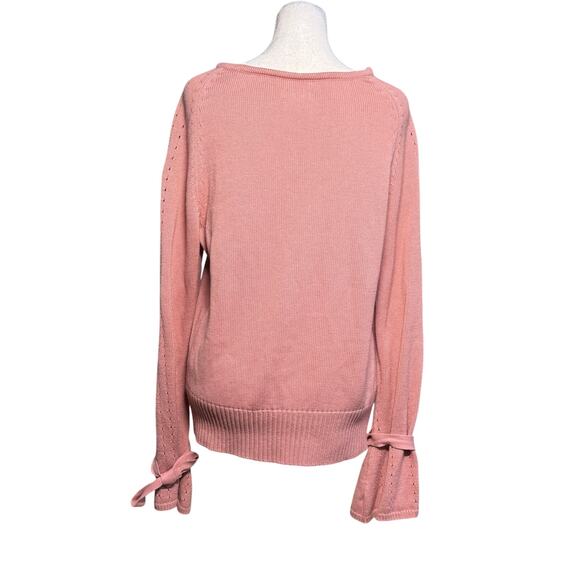 Sundance Aryka Sweater Women Medium Bell Sleeve Supima Wool Boho Feminine Bows - Picture 6 of 10